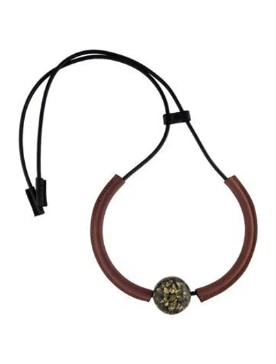 Pre-owned Marni Leather & Resin Collar Necklace, 42" In Multi