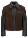 Marni Black Leather Jacket With Split-leather Front Panel In Black