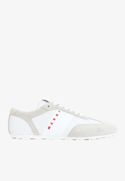 MARNI LEATHER AND SUEDE LOW-TOP SNEAKERS