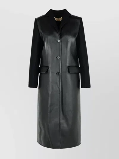 MARNI LEATHER AND WOOL COAT