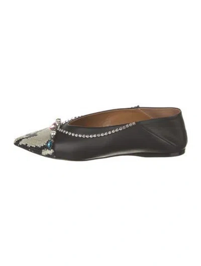 Pre-owned Marni Leather Animal Print Ballet Flats W/ Tags In Black