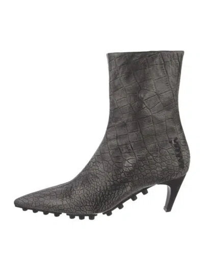 Pre-owned Marni Leather Animal Print Boots In Black
