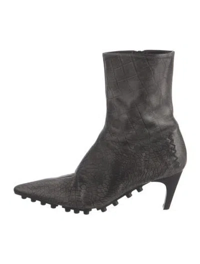 Pre-owned Marni Leather Animal Print Boots In Black