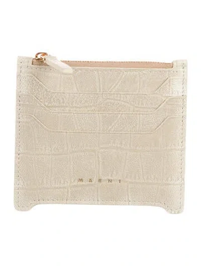 Pre-owned Marni Leather Animal Print Card Holder W/ Tags In Neutrals