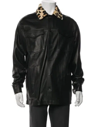 Pre-owned Marni Leather Animal Print Jacket W/ Tags In Black