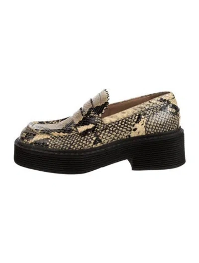 Pre-owned Marni Leather Animal Print Loafers In Neutrals