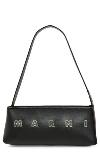 Marni Museo Debossed-logo Shoulder Bag In Black