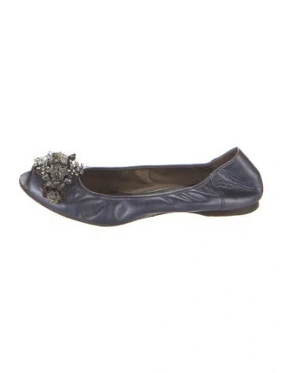 Pre-owned Marni Leather Ballet Flats In Blue