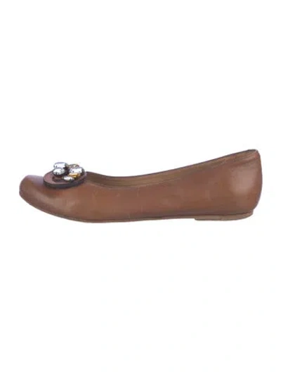 Pre-owned Marni Leather Ballet Flats In Brown