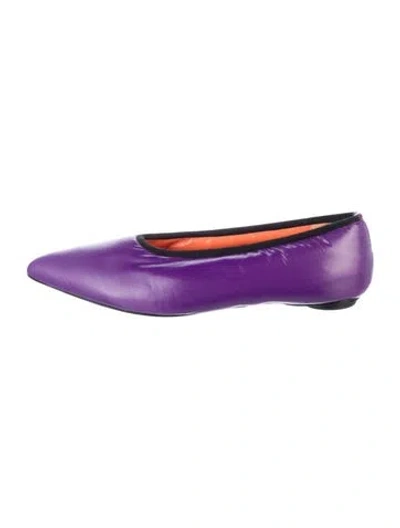 Pre-owned Marni Leather Ballet Flats In Purple