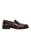Marni Leather Loafers With Stitched Detailing And Shape In Wine Red