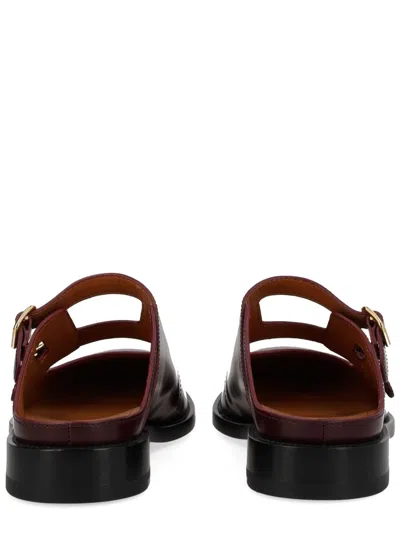 Marni Leather Bambi 3.0 Loafer With Double Buckle In Burgundy