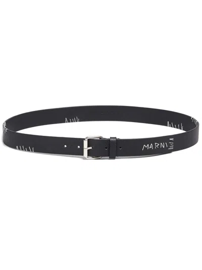 MARNI LEATHER BELT W/MARNI PATCHES