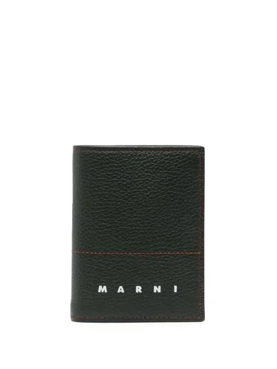 Marni Pebble Bi-fold Wallet In Green