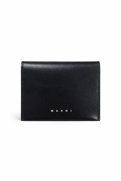 Marni Leather Bi-fold Card Case Wallet - Black