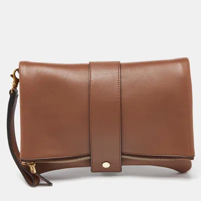 Marni Leather Bifold Wristlet Clutch In Brown