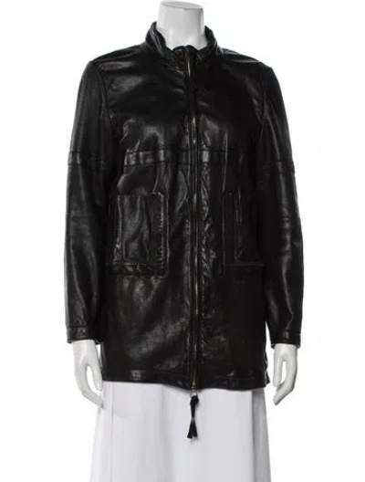 Pre-owned Marni Leather Biker Jacket In Black
