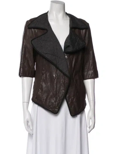 Pre-owned Marni Leather Biker Jacket In Brown