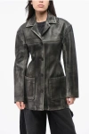 Marni Leather Biker Jacket With Patch Pockets In Black