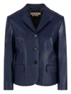 Marni Brushed Wool-blend Felt Blazer In Blue