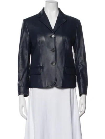 Pre-owned Marni Leather Blazer In Blue