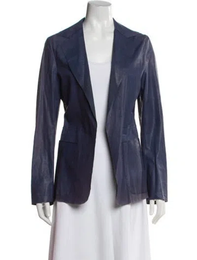Pre-owned Marni Leather Blazer In Blue