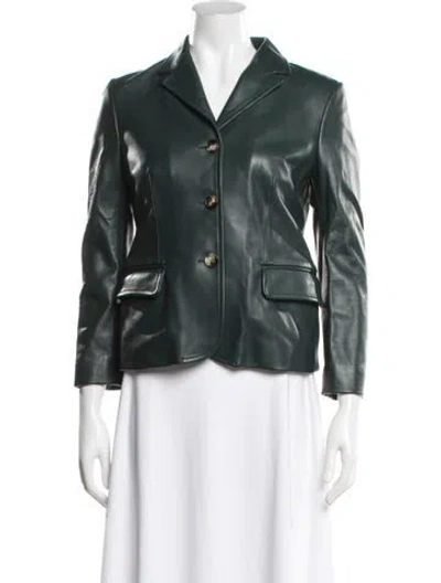 Pre-owned Marni Leather Blazer W/ Tags In Green