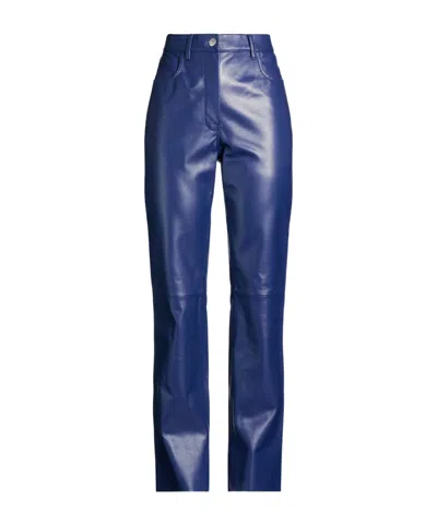 Marni Leather Bootcut Trousers In Blue