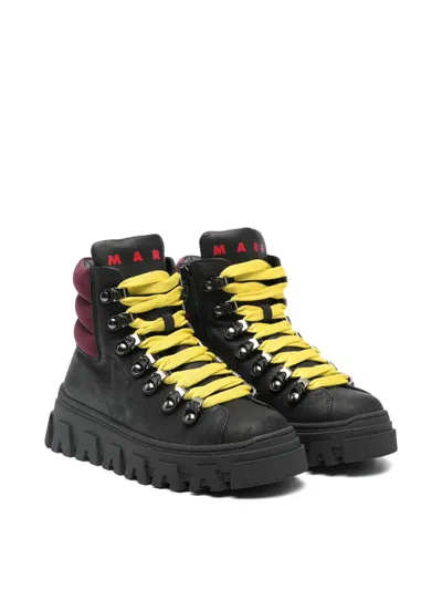 Marni Kids' Leather Boots In Black