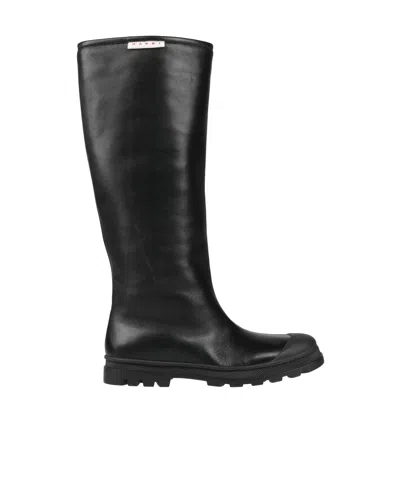 Marni Leather Boots In Black