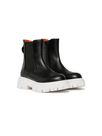Marni Kids' Leather Boots In Black