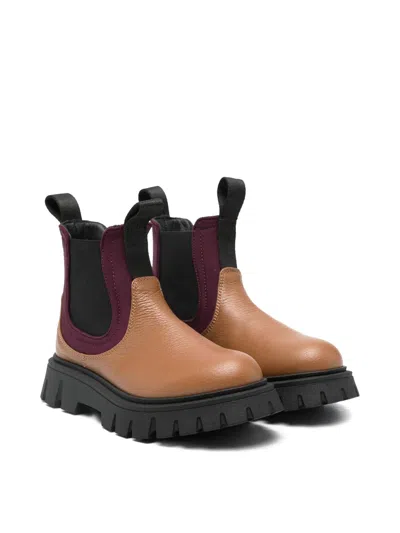 Marni Kids' Leather Boots In Brown