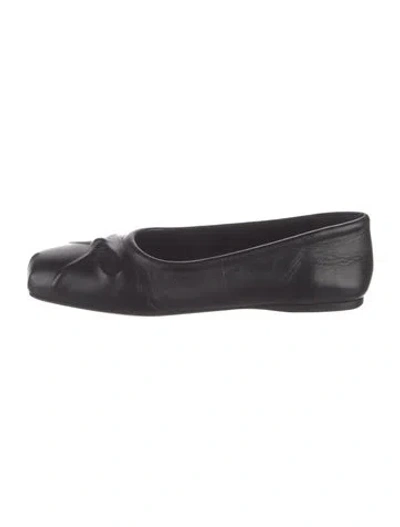 Pre-owned Marni Leather Bow Accents Ballet Flats In Black