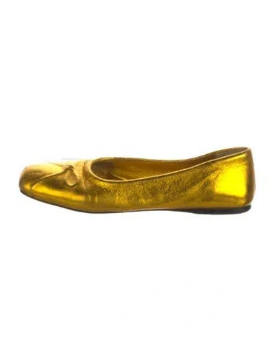 Pre-owned Marni Leather Bow Accents Ballet Flats In Gold/metallic