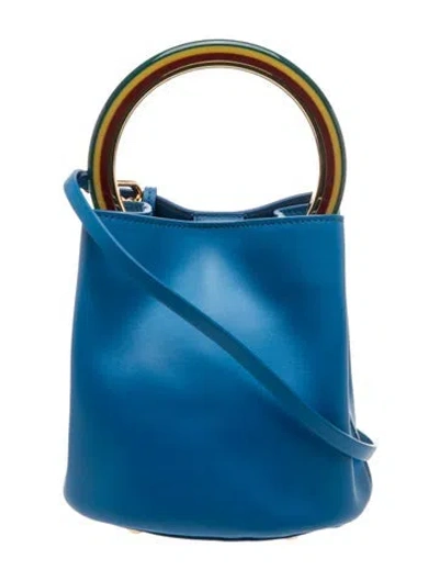 Pre-owned Marni Leather Bucket Bag W/ Tags In Blue