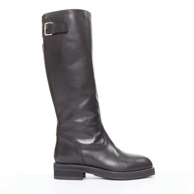 Marni Leather Buckle Knee High Boots In Black