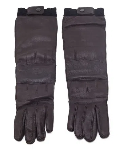 Pre-owned Marni Leather Button Gloves In Brown