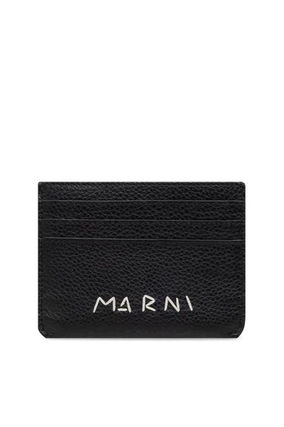 Marni Leather Card Case In Black