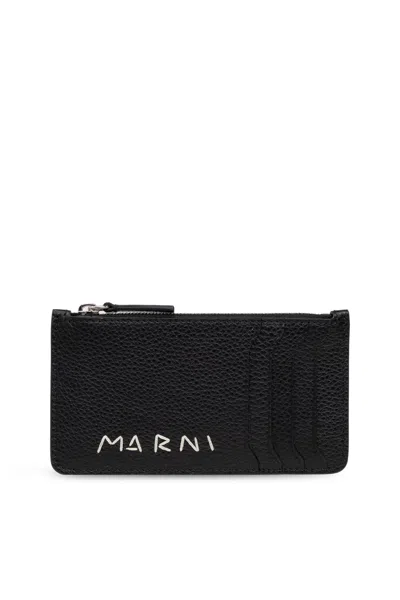 Marni Leather Card Holder In Black