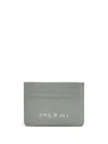 Marni Logo-embroidered Cardholder In Blue