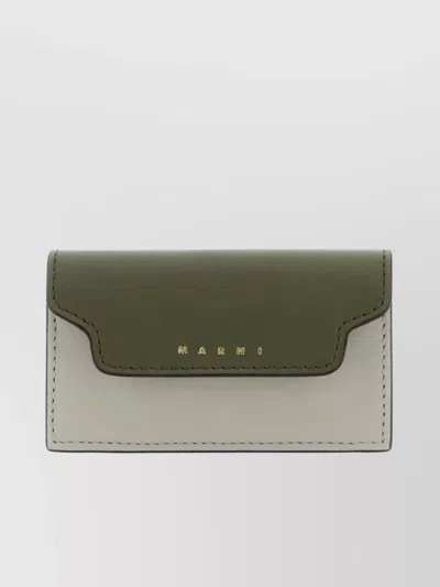MARNI LEATHER CARD HOLDER CONTRAST STITCHING