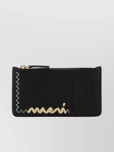 Marni Leather Card Holder Zigzag Stitching