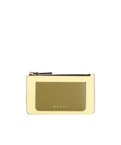 Marni Leather Cardholders In Green