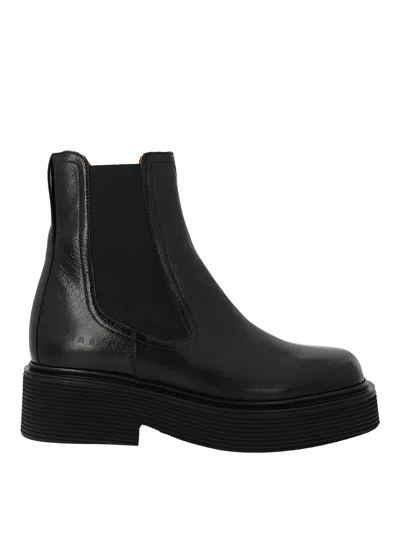 Marni Leather Chelsea Boots In Black