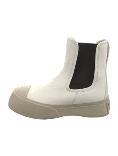 Pre-owned Marni Leather Chelsea Boots In White