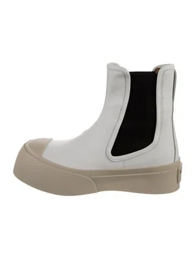 Pre-owned Marni Leather Chelsea Boots In White