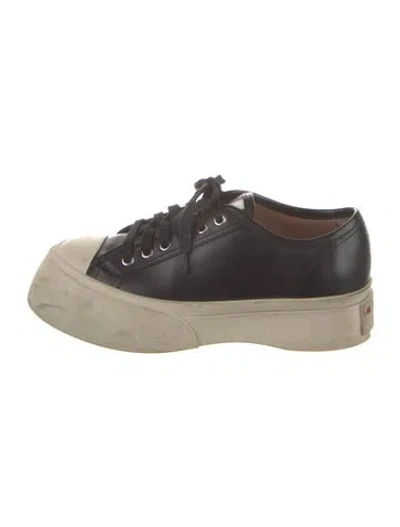 Pre-owned Marni Leather Chunky Sneakers In Black