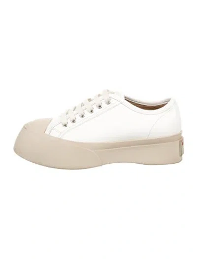 Pre-owned Marni Leather Chunky Sneakers In White