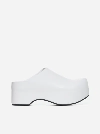 Marni Leather Chunky Sabot Clogs In Lily White