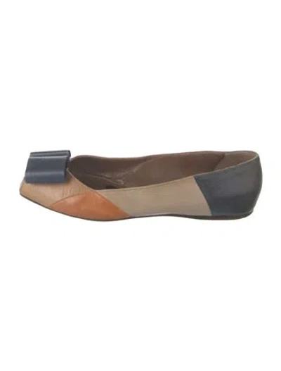 Pre-owned Marni Leather Colorblock Pattern Ballet Flats In Brown